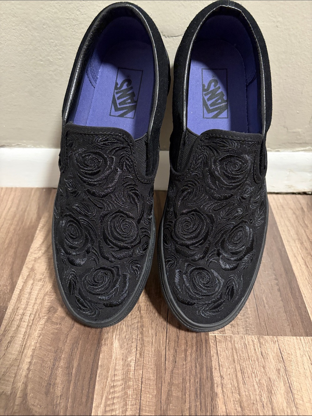 Black Floral Vans Classic Slip-On - Picture 3 of 8